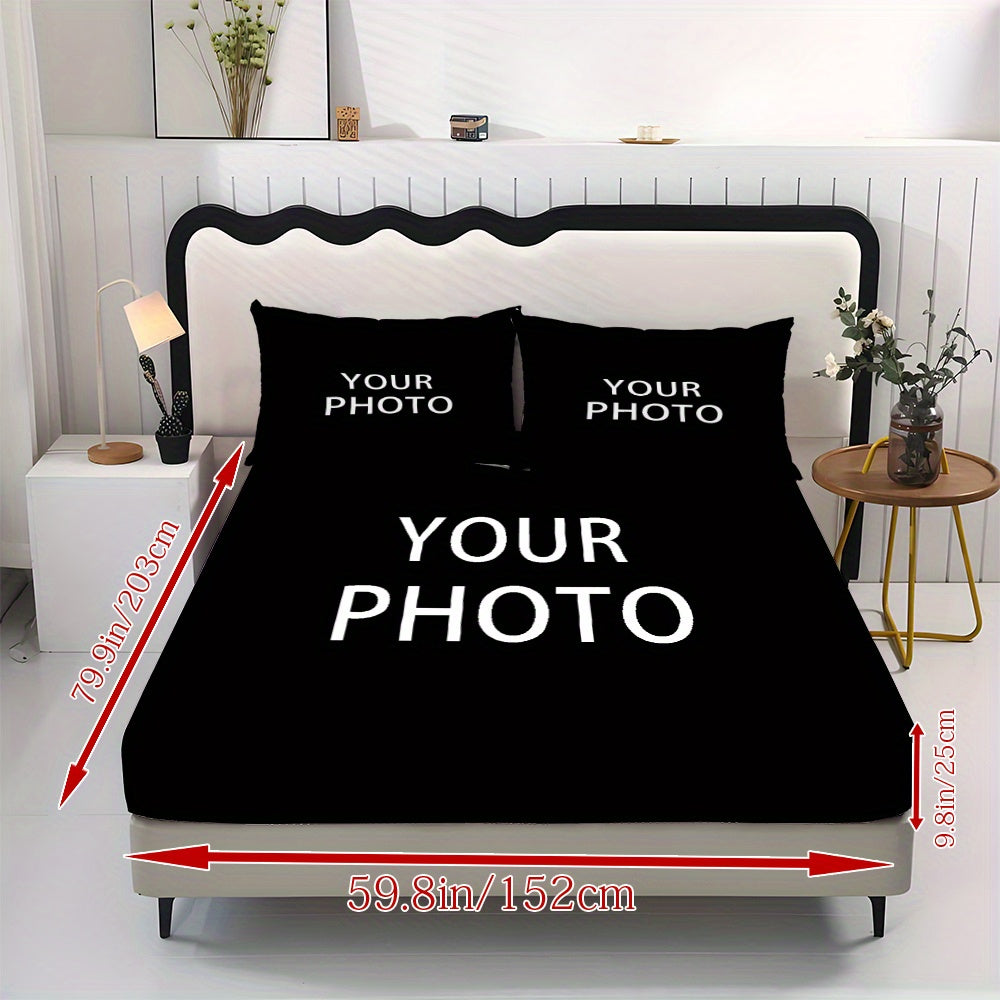 Customize a personalized name 3pcs bedding set with red spider web bed skirt (including 1 bed skirt and 2 pillowcases, without pillow core), suitable for bedrooms, homes, and couples. The mattress protector is soft and comfortable to the Light Beige.