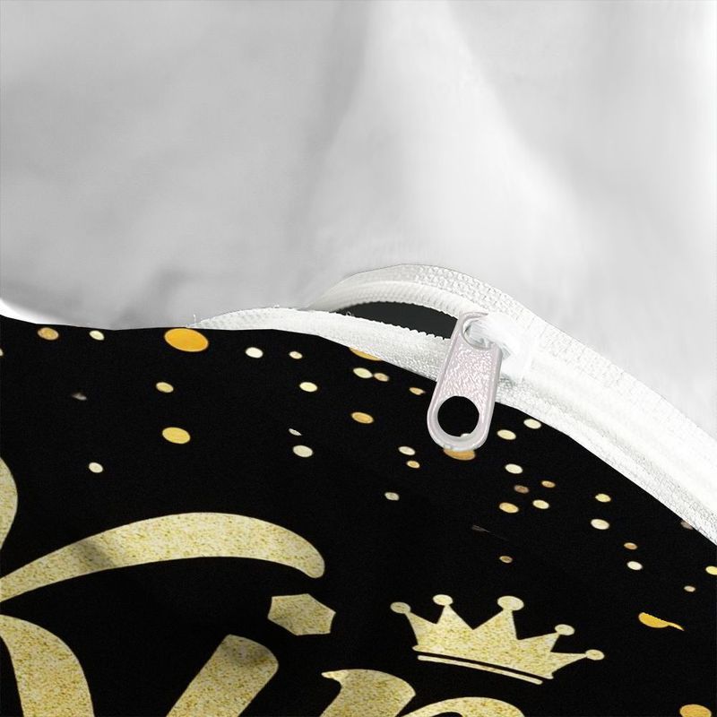 3pcs Luxury King Queen Crown Bedding Golden Letter Print Duvet Cover, Modern Romantic Black Theme Bedroom Decor, Soft Polyester Fabric for Master Guest Room 1 Duvet Cover+2 Pillowcases, Queen Size Bedding Set, King Size Christmas Bedding Sets, Queen Bed