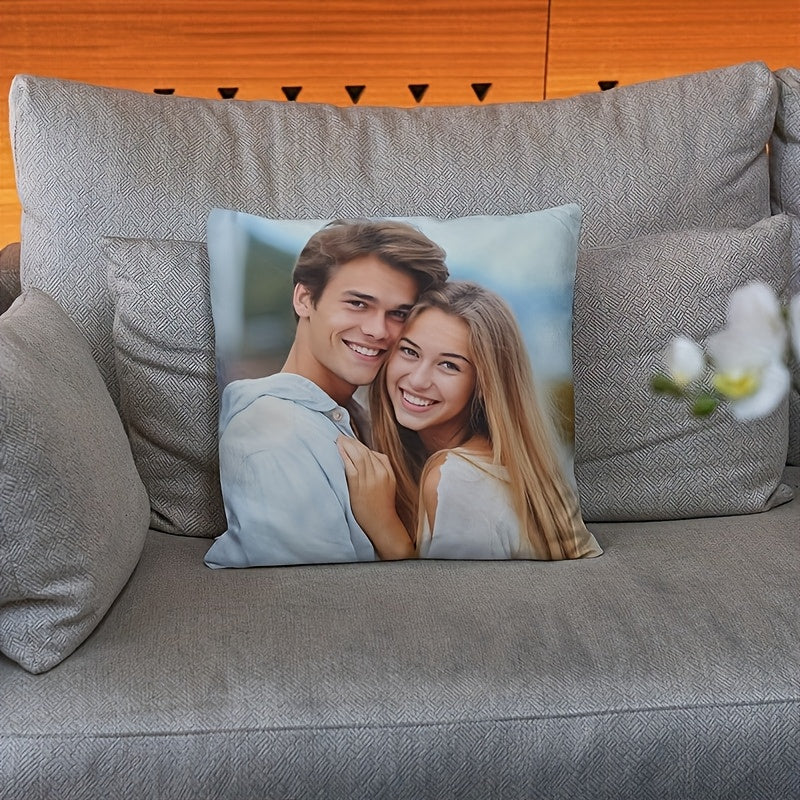 Customizable Photo Pillowcase - Personalized Gift for Parents & Teens, Soft Polyester with Zipper Closure, Single-Sided Printing, White Contemporary Design, Machine Washable Bedding & Home Decor, Thoughtful Present, Stylish Pillow Cover, Smooth Texture,