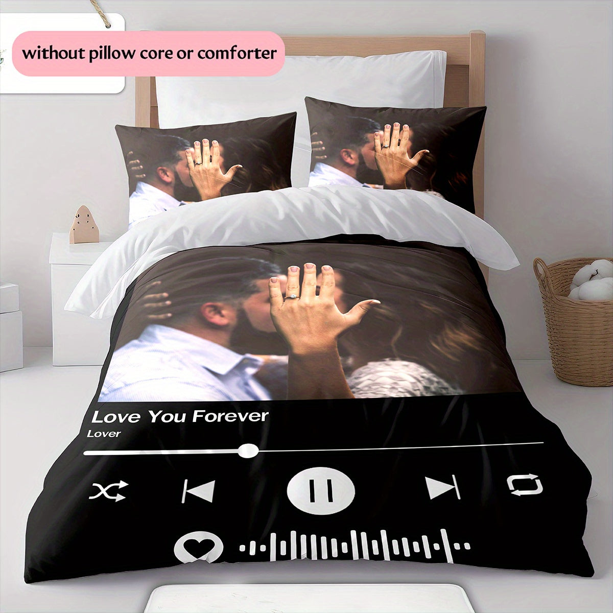 3D Picture Customization Customize Your Personalized Picture Couples Fashion Custom Quilt Cover Valentine'S Day Wedding Anniversary Quilt Cover Hd Picture Custom Quilt Cover Bedroom Christmas Decoration B (1 * duvet cover+2 * pillowcase, without core)