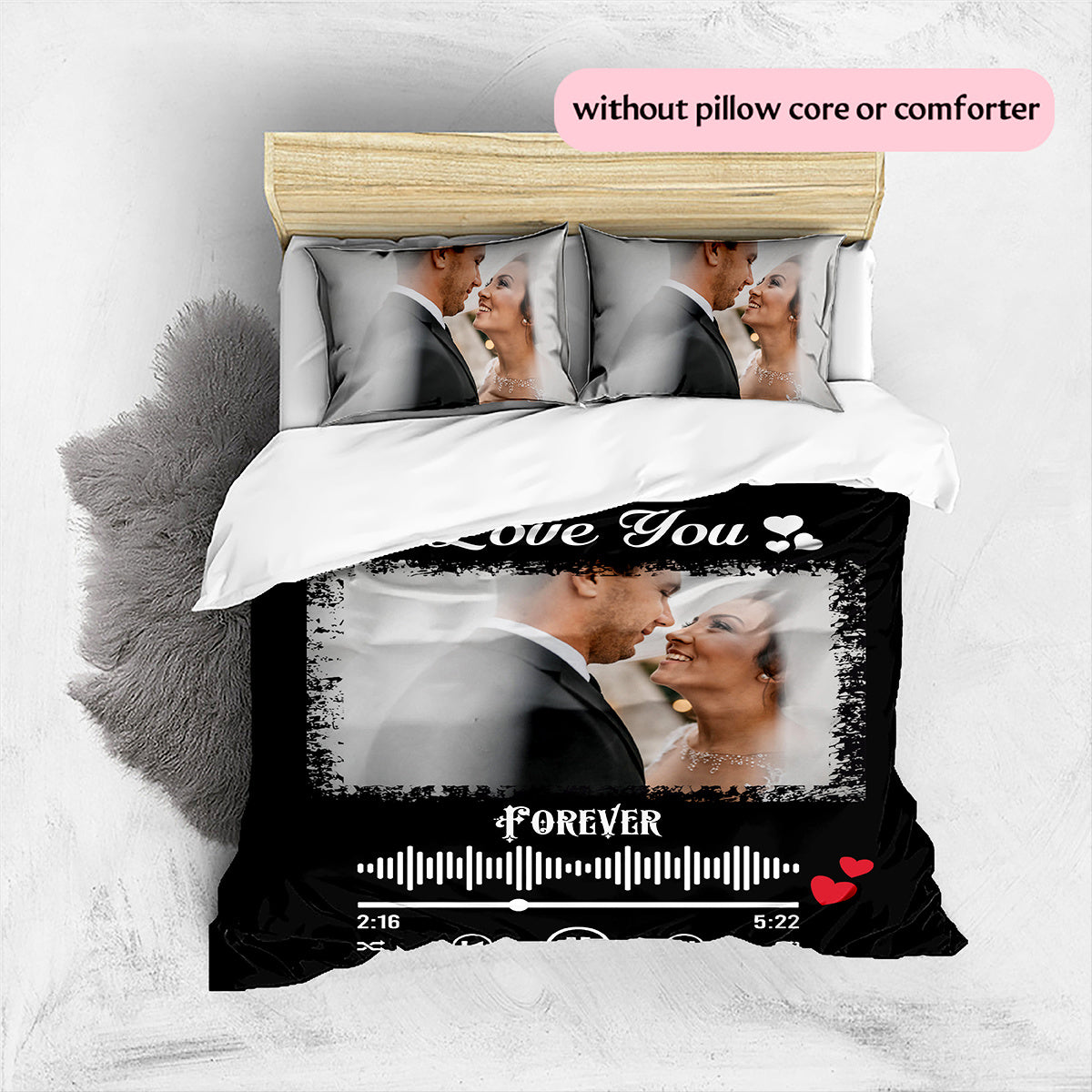 3D Picture Customization Customize Your Personalized Quilt Cover Couple Valentine'S Day Wedding Anniversary Hd Picture Custom Quilt Cover Bedroom Christmas Decoration Decoration Bedding Christmas Gift (1 * duvet cover+2 * pillowcase, without core) --qiao1