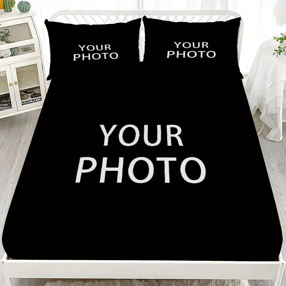 Customize a personalized name 3pcs bedding set with red spider web bed skirt (including 1 bed skirt and 2 pillowcases, without pillow core), suitable for bedrooms, homes, and couples. The mattress protector is soft and comfortable to the Light Beige.