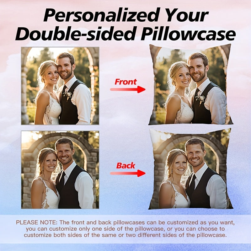 1pc Custom Double-Sided Print Pillowcase with Zipper - Unique Holiday Photo Gift for Family and Friends, Polyester, Machine Washable, Perfect for Sofa, Bed, and Car Decor, Unique Gift Idea|Personalized Pillowcase|Zippered Pillowcase, Decorative Pillows
