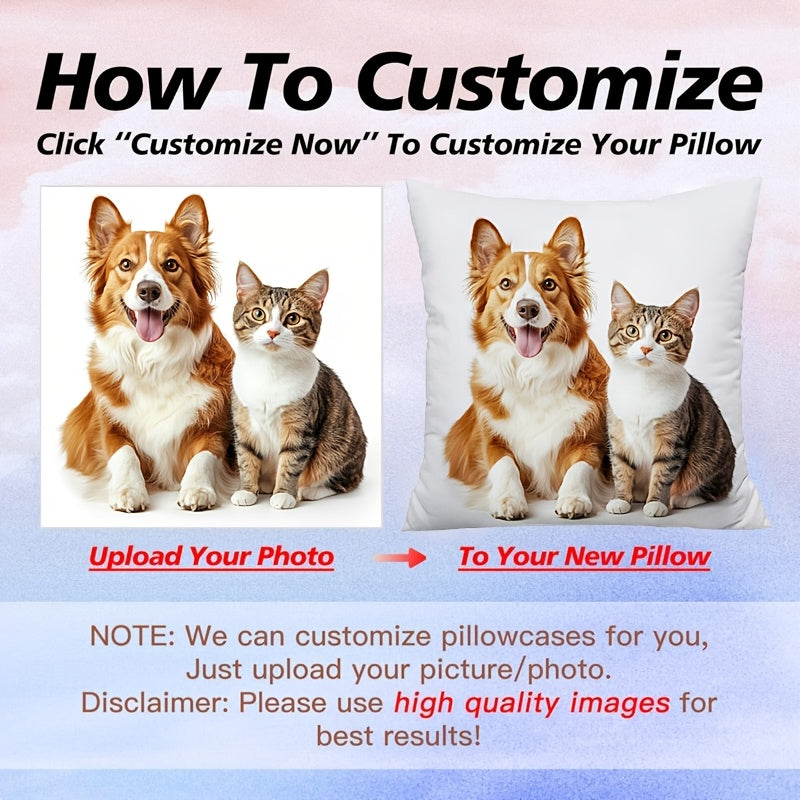 1pc Custom Double-Sided Print Pillowcase with Zipper - Unique Holiday Photo Gift for Family and Friends, Polyester, Machine Washable, Perfect for Sofa, Bed, and Car Decor, Unique Gift Idea|Personalized Pillowcase|Zippered Pillowcase, Decorative Pillows