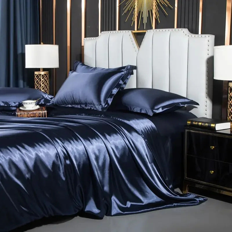 Bedding Set with Duvet Cover Bed Sheet Pillowcase Luxury Couple Single Double Summer 1/2 People Solid Bedsheet