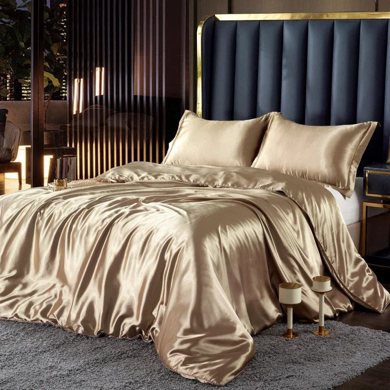 Bedding Set with Duvet Cover Bed Sheet Pillowcase Luxury Couple Single Double Summer 1/2 People Solid Bedsheet