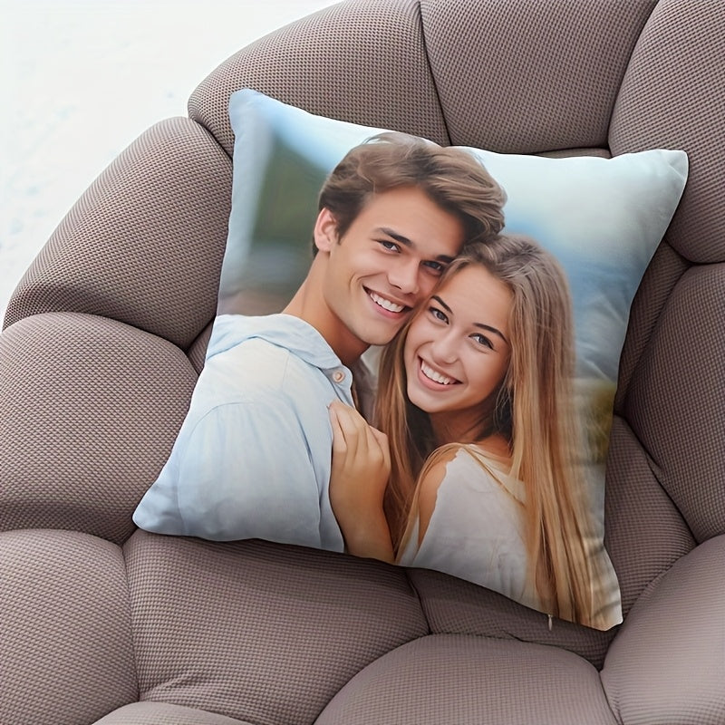 Customizable Photo Pillowcase - Personalized Gift for Parents & Teens, Soft Polyester with Zipper Closure, Single-Sided Printing, White Contemporary Design, Machine Washable Bedding & Home Decor, Thoughtful Present, Stylish Pillow Cover, Smooth Texture,