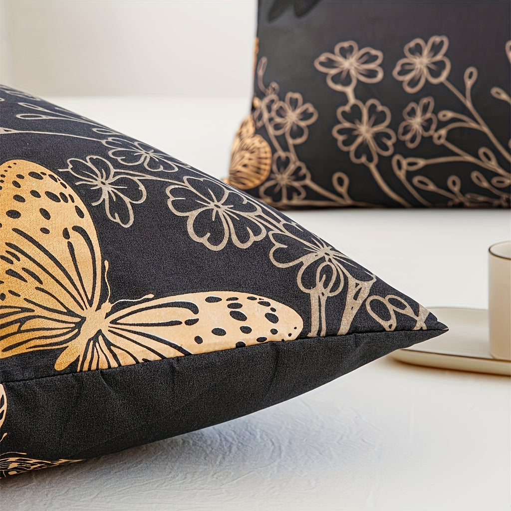 2pcs a Pair of Pillowcases, Bedroom Golden Butterfly Print Polyester Soft And Comfortable Bedding Decoration Supplies Multiple Sizes to Choose
