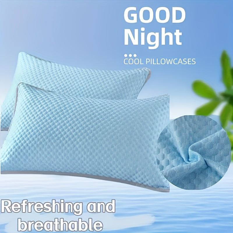 2pcs Cool Pillowcase - Breathable, Soft, Lightweight Summer Bedding With Sealed Design, Machine Washable - Ideal Holiday Gift For Home Or Hotel Use, Comfortable Temperature Control, High Quality Fabric, Specially Designed For Hot Sleepers