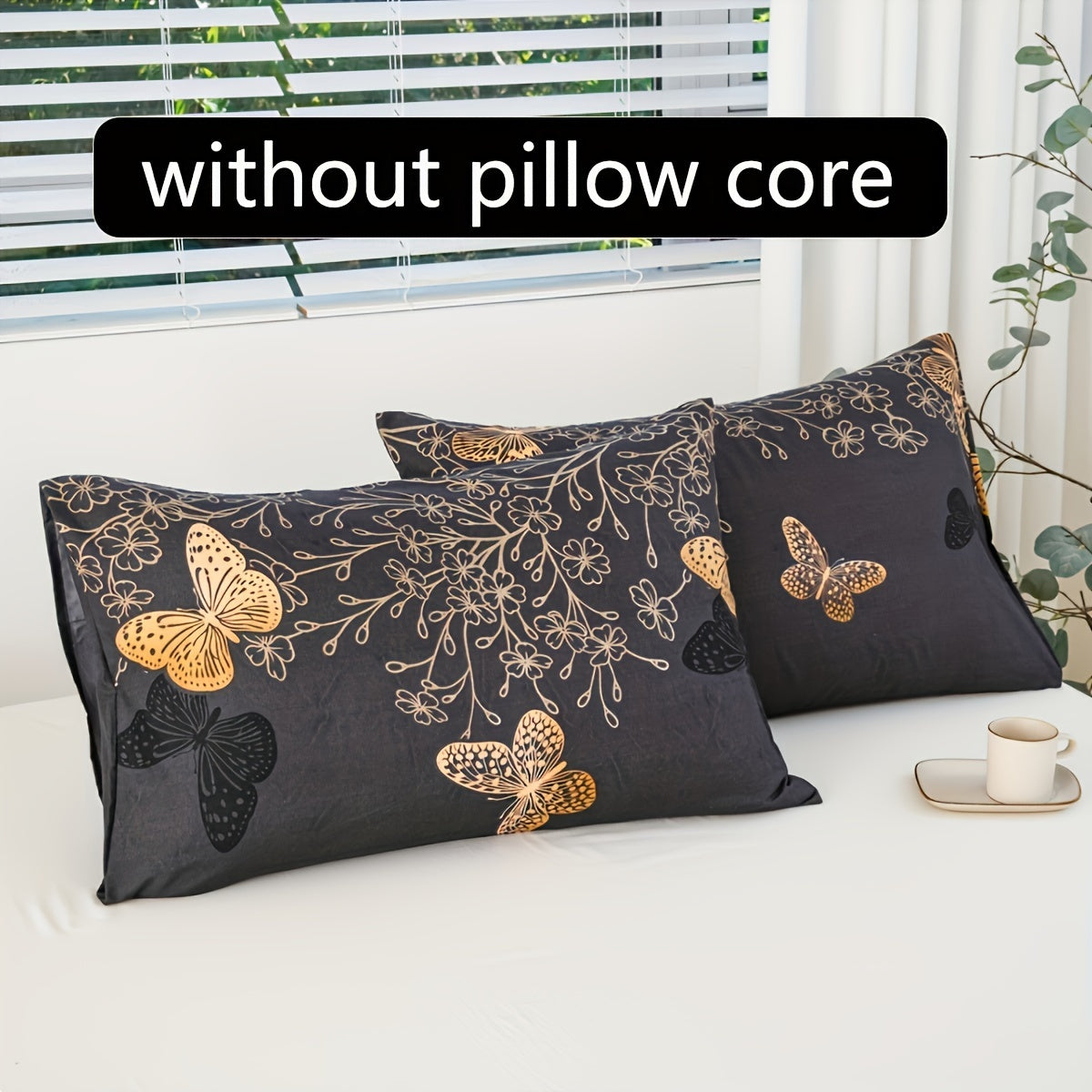 2pcs a Pair of Pillowcases, Bedroom Golden Butterfly Print Polyester Soft And Comfortable Bedding Decoration Supplies Multiple Sizes to Choose