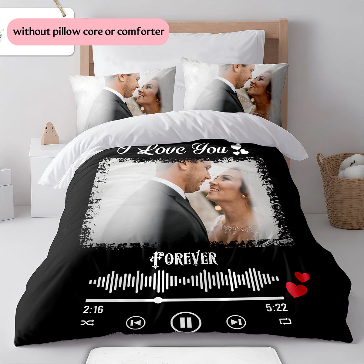 3D Picture Customization Customize Your Personalized Quilt Cover Couple Valentine'S Day Wedding Anniversary Hd Picture Custom Quilt Cover Bedroom Christmas Decoration Decoration Bedding Christmas Gift (1 * duvet cover+2 * pillowcase, without core) --qiao1
