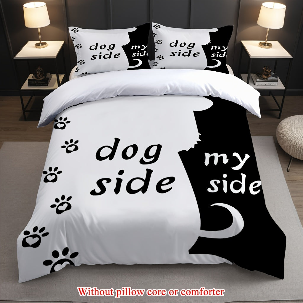 2/3pcs (1 Duvet Cover + 1/2 Pillowcase, Without Core) Cute Kitten Couple Style Lover Romantic Valentine's Day Print Soft Comfortable Bedding Set for Bedroom Dorm Room Family Gift