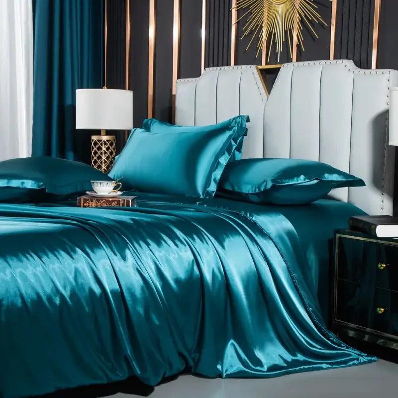 Bedding Set with Duvet Cover Bed Sheet Pillowcase Luxury Couple Single Double Summer 1/2 People Solid Bedsheet