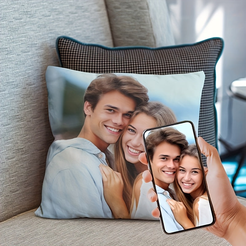 Customizable Photo Pillowcase - Personalized Gift for Parents & Teens, Soft Polyester with Zipper Closure, Single-Sided Printing, White Contemporary Design, Machine Washable Bedding & Home Decor, Thoughtful Present, Stylish Pillow Cover, Smooth Texture,