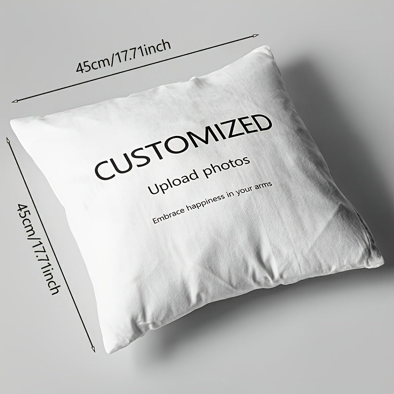 Customizable Photo Pillowcase - Personalized Gift for Parents & Teens, Soft Polyester with Zipper Closure, Single-Sided Printing, White Contemporary Design, Machine Washable Bedding & Home Decor, Thoughtful Present, Stylish Pillow Cover, Smooth Texture,