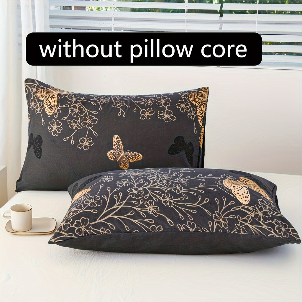 2pcs a Pair of Pillowcases, Bedroom Golden Butterfly Print Polyester Soft And Comfortable Bedding Decoration Supplies Multiple Sizes to Choose