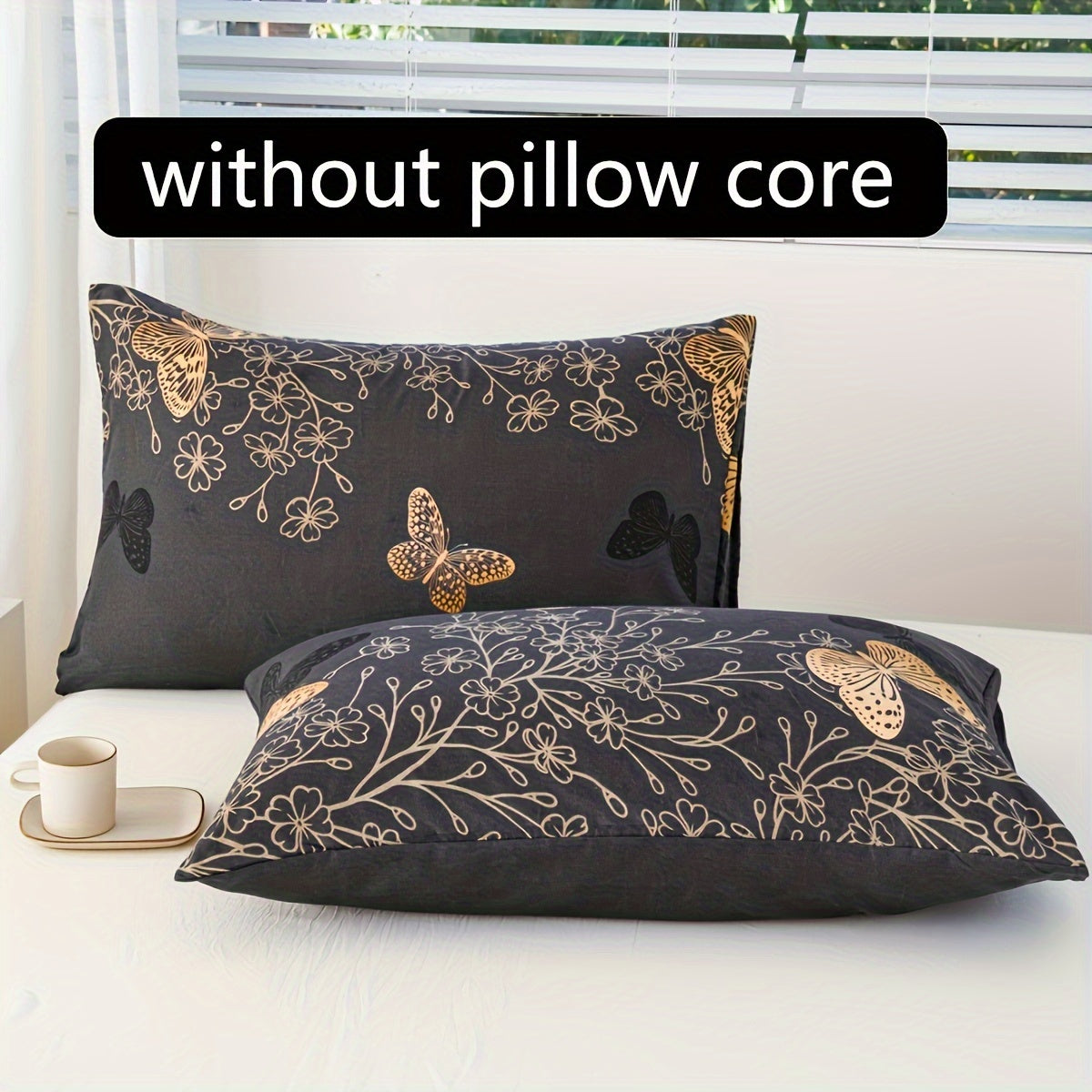 2pcs a Pair of Pillowcases, Bedroom Golden Butterfly Print Polyester Soft And Comfortable Bedding Decoration Supplies Multiple Sizes to Choose