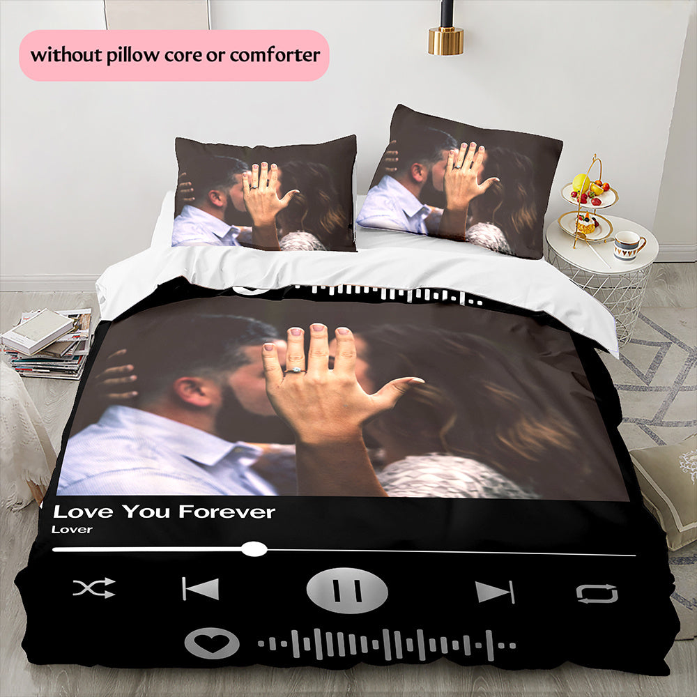 3D Picture Customization Customize Your Personalized Picture Couples Fashion Custom Quilt Cover Valentine'S Day Wedding Anniversary Quilt Cover Hd Picture Custom Quilt Cover Bedroom Christmas Decoration B (1 * duvet cover+2 * pillowcase, without core)