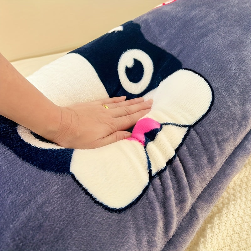 Cartoon Dog Print Plush Pillowcase | Soft Flannel Polyester | Zippered Closure | Machine Washable | All-Season Comfort | Ideal for Couples' Bedroom Decor