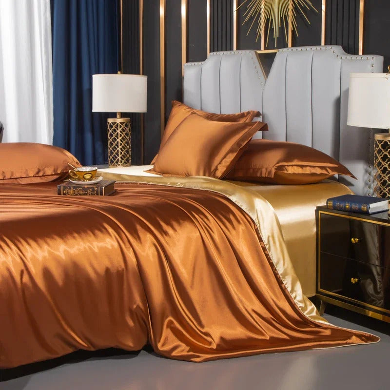 Bedding Set with Duvet Cover Bed Sheet Pillowcase Luxury Couple Single Double Summer 1/2 People Solid Bedsheet