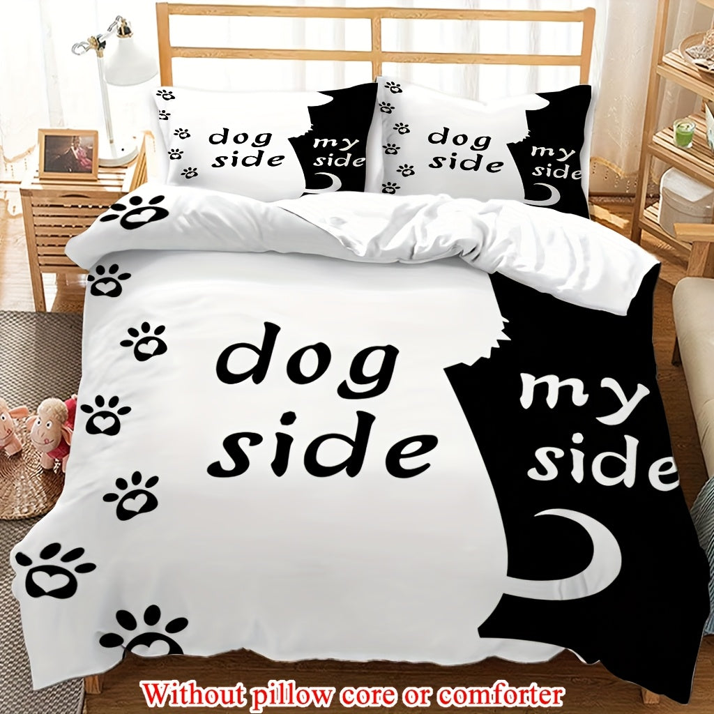 2/3pcs (1 Duvet Cover + 1/2 Pillowcase, Without Core) Cute Kitten Couple Style Lover Romantic Valentine's Day Print Soft Comfortable Bedding Set for Bedroom Dorm Room Family Gift