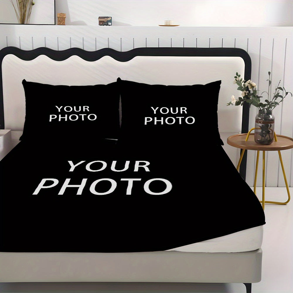Customize a personalized name 3pcs bedding set with red spider web bed skirt (including 1 bed skirt and 2 pillowcases, without pillow core), suitable for bedrooms, homes, and couples. The mattress protector is soft and comfortable to the Light Beige.