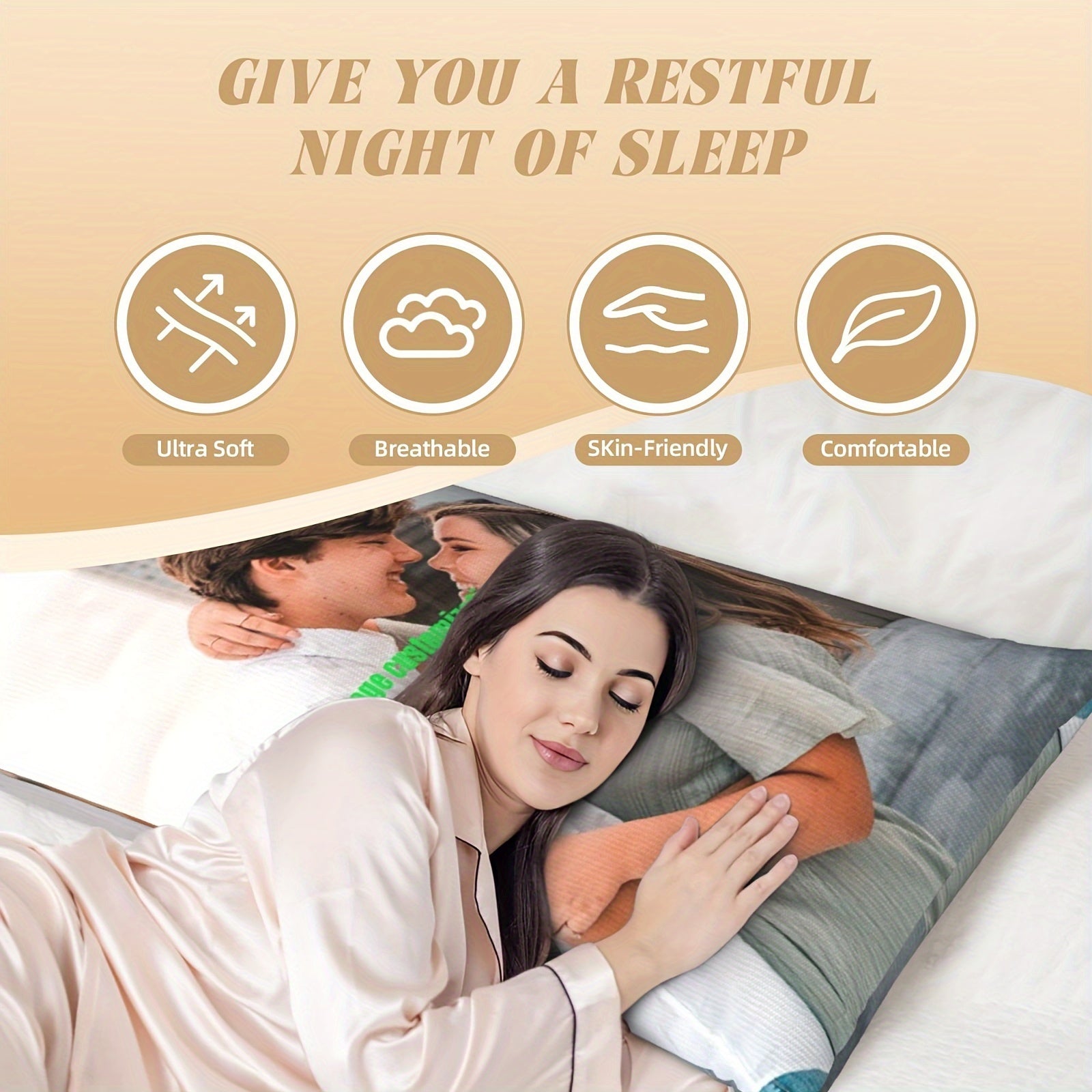 1pc Customizable Pillowcase 20.0x54.0in - Scandinavian Style Dual-Sided Print with Romantic Couple Design, Soft & Breathable Fabric with Invisible Zipper, Machine Washable for Bed & Sofa Home Decor (Insert Not Included)