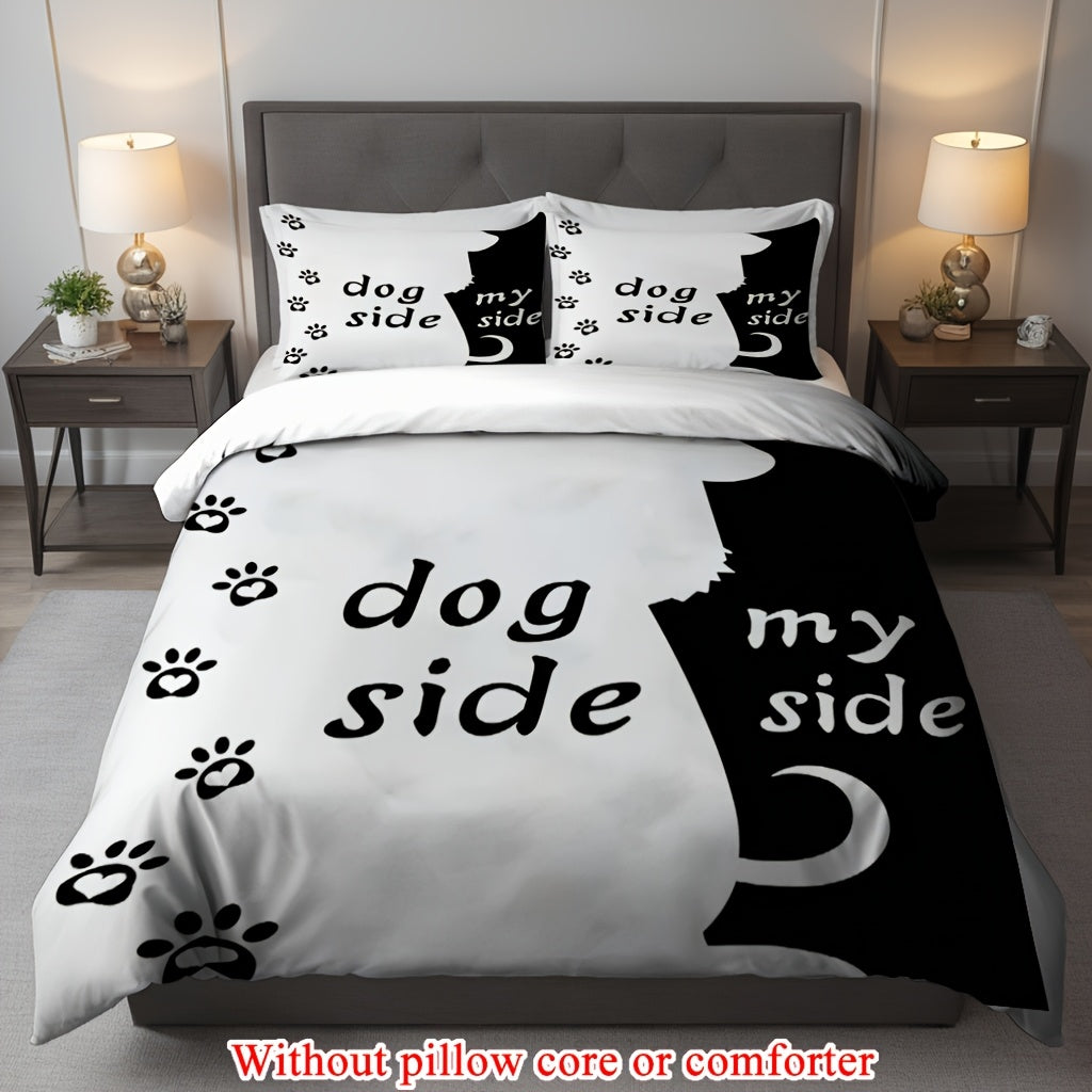 2/3pcs (1 Duvet Cover + 1/2 Pillowcase, Without Core) Cute Kitten Couple Style Lover Romantic Valentine's Day Print Soft Comfortable Bedding Set for Bedroom Dorm Room Family Gift
