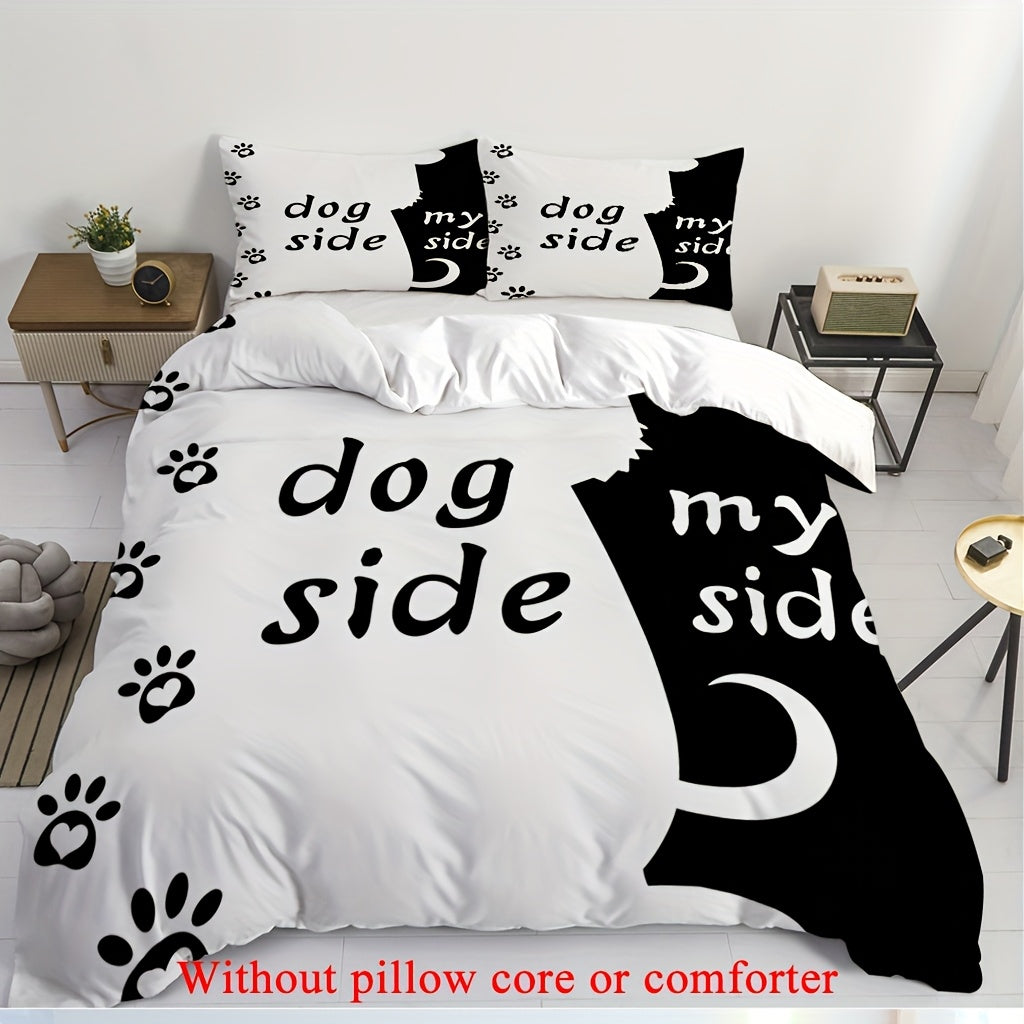 2/3pcs (1 Duvet Cover + 1/2 Pillowcase, Without Core) Cute Kitten Couple Style Lover Romantic Valentine's Day Print Soft Comfortable Bedding Set for Bedroom Dorm Room Family Gift