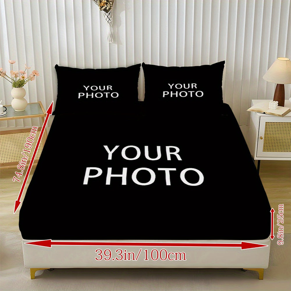 Customize a personalized name 3pcs bedding set with red spider web bed skirt (including 1 bed skirt and 2 pillowcases, without pillow core), suitable for bedrooms, homes, and couples. The mattress protector is soft and comfortable to the Light Beige.