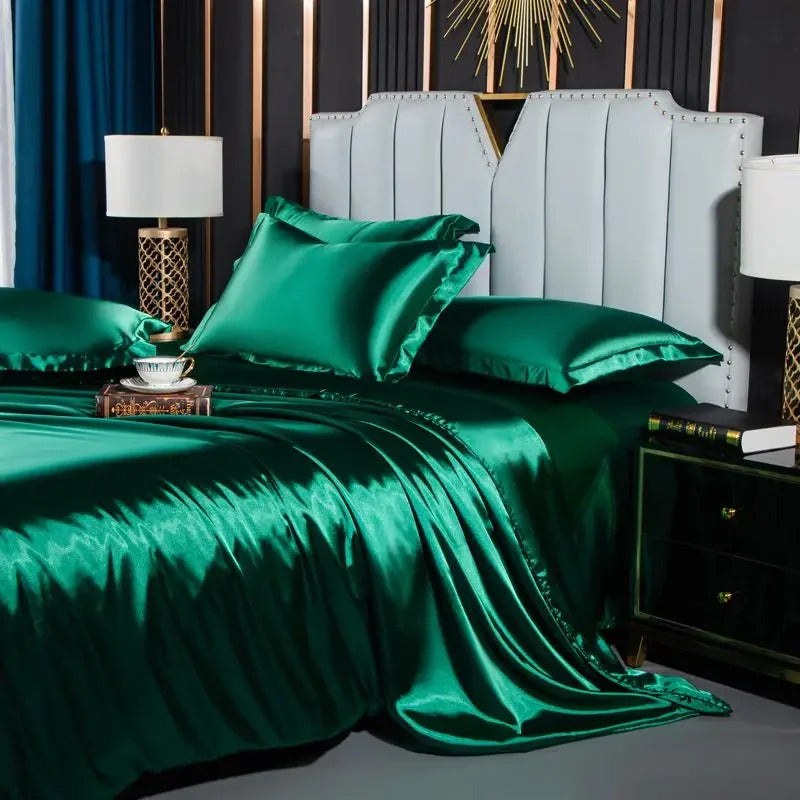 Bedding Set with Duvet Cover Bed Sheet Pillowcase Luxury Couple Single Double Summer 1/2 People Solid Bedsheet