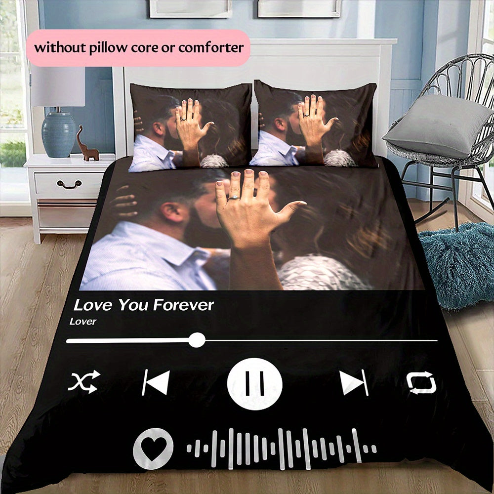 3D Picture Customization Customize Your Personalized Picture Couples Fashion Custom Quilt Cover Valentine'S Day Wedding Anniversary Quilt Cover Hd Picture Custom Quilt Cover Bedroom Christmas Decoration B (1 * duvet cover+2 * pillowcase, without core)
