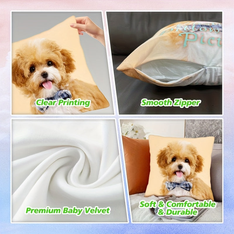 1pc Custom Double-Sided Print Pillowcase with Zipper - Unique Holiday Photo Gift for Family and Friends, Polyester, Machine Washable, Perfect for Sofa, Bed, and Car Decor, Unique Gift Idea|Personalized Pillowcase|Zippered Pillowcase, Decorative Pillows