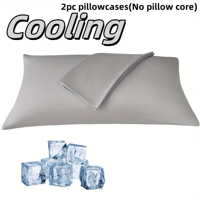 Set of Two Cooling Pillowcases for People with High Temperatures, Soft, Breathable Light Beige Friendly Fabric, Envelope Closure, Machine Washable, Solid Pillowcases for Living Room And Bedroom, Holiday Gifts for Both Men And Women