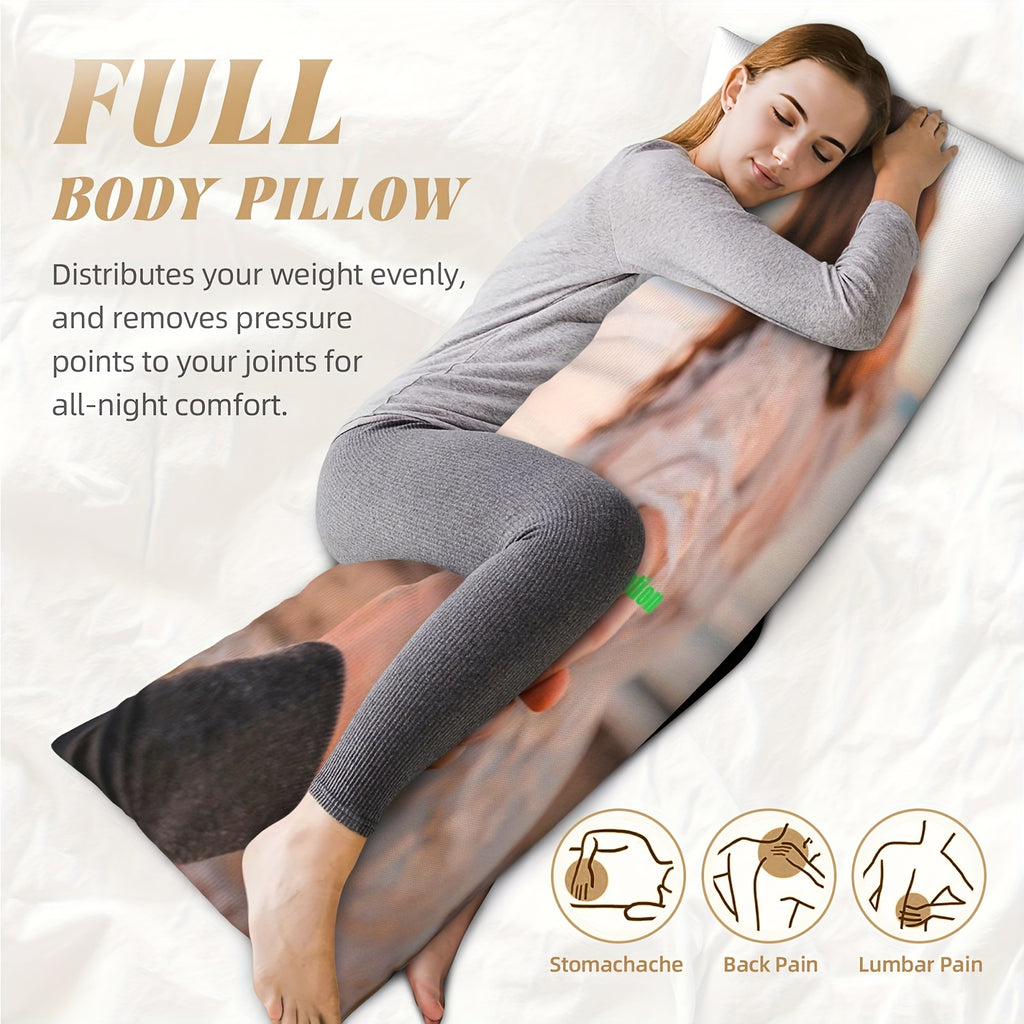 1pc Customizable Pillowcase 20.0x54.0in - Scandinavian Style Dual-Sided Print with Romantic Couple Design, Soft & Breathable Fabric with Invisible Zipper, Machine Washable for Bed & Sofa Home Decor (Insert Not Included)