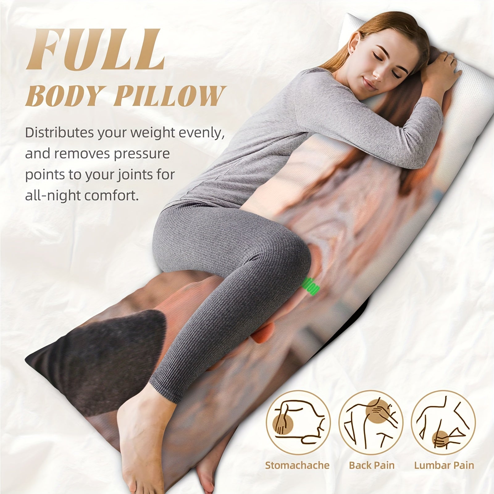 1pc Customizable Pillowcase 20.0x54.0in - Scandinavian Style Dual-Sided Print with Romantic Couple Design, Soft & Breathable Fabric with Invisible Zipper, Machine Washable for Bed & Sofa Home Decor (Insert Not Included)