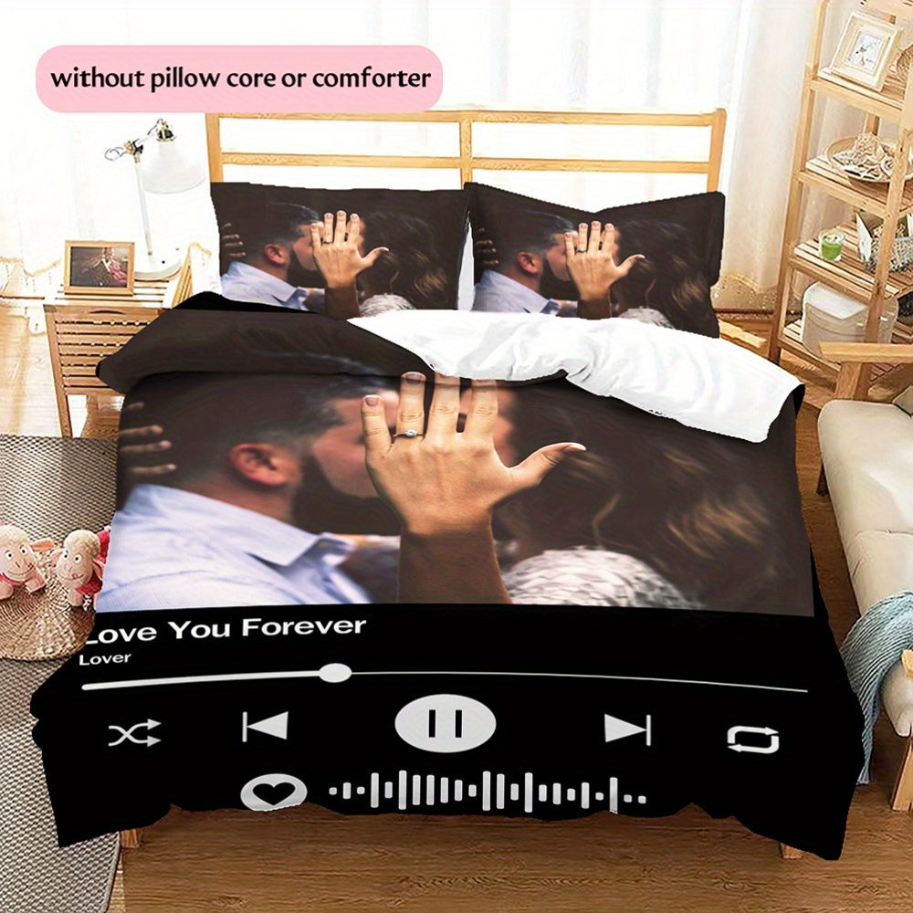 3D Picture Customization Customize Your Personalized Picture Couples Fashion Custom Quilt Cover Valentine'S Day Wedding Anniversary Quilt Cover Hd Picture Custom Quilt Cover Bedroom Christmas Decoration B (1 * duvet cover+2 * pillowcase, without core)