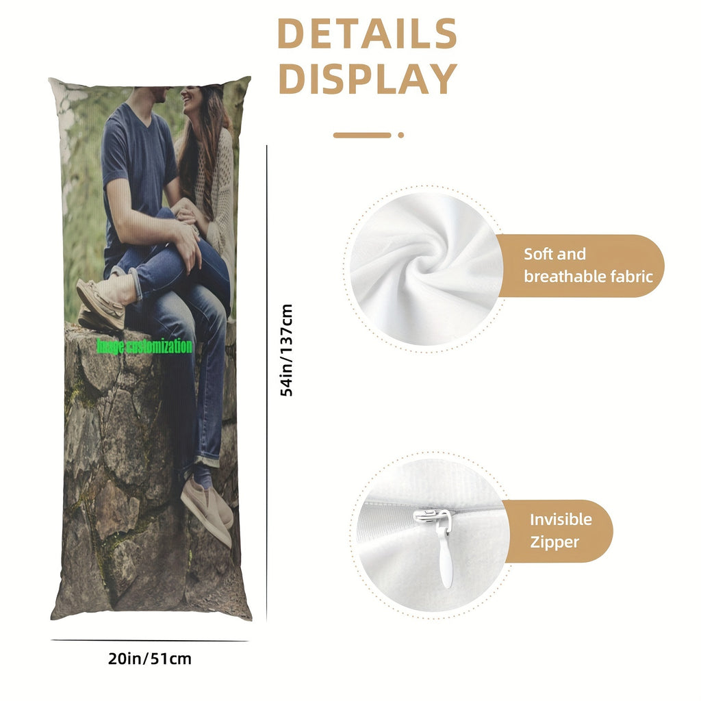 1pc Customizable Pillowcase 20.0x54.0in - Scandinavian Style Dual-Sided Print with Romantic Couple Design, Soft & Breathable Fabric with Invisible Zipper, Machine Washable for Bed & Sofa Home Decor (Insert Not Included)