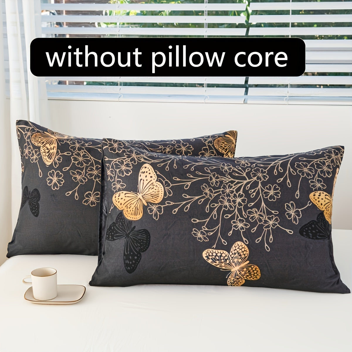 2pcs a Pair of Pillowcases, Bedroom Golden Butterfly Print Polyester Soft And Comfortable Bedding Decoration Supplies Multiple Sizes to Choose