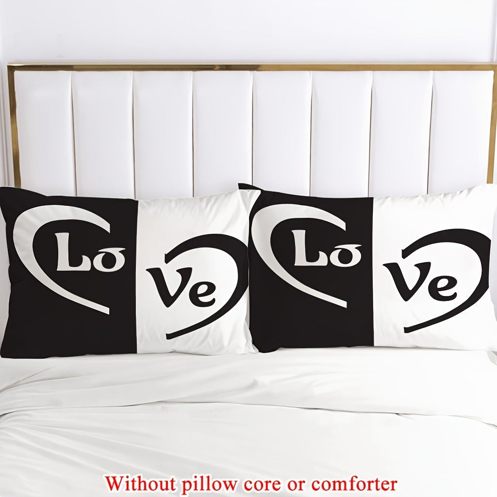 2/3pcs (1 Duvet Cover + 1/2 Pillowcase, Without Core) Love Romantic Valentine'S Day Couple Gifts Print Soft Comfortable Bedding Set for Bedroom Dorm Room Family Gift
