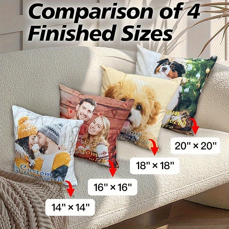 1pc Personalized Double-Sided Custom Photo Pillow Case - Zippered Closure, Machine Washable Polyester Pillowcase for Couples, Families, Pet Lovers - Custom Front & Back Prints - Ideal Gift for Home, Sofa, Bed, Car Decor - Birthday, Anniversary, Christmas