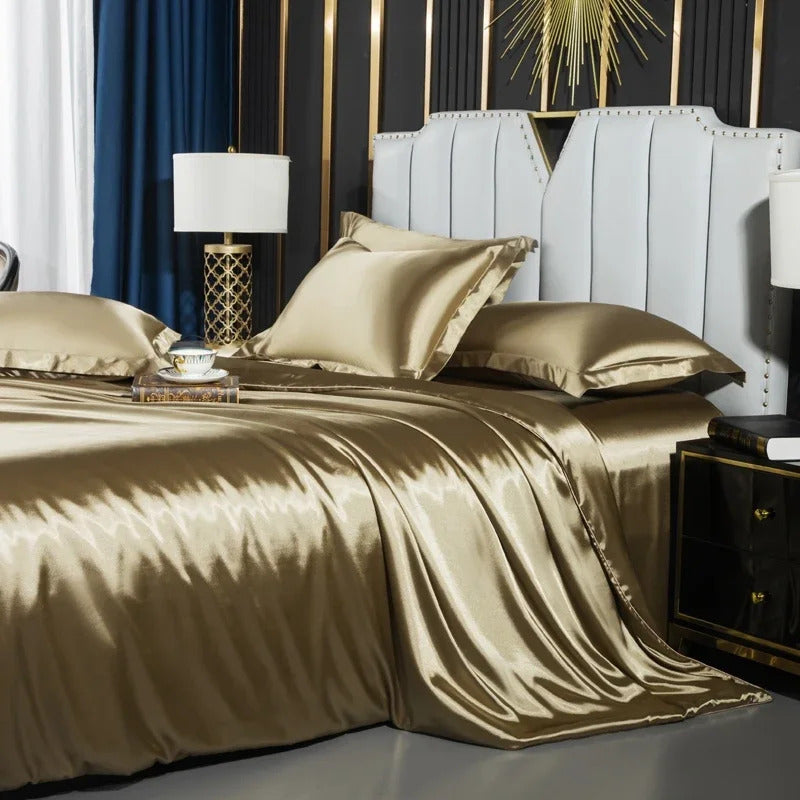 Bedding Set with Duvet Cover Bed Sheet Pillowcase Luxury Couple Single Double Summer 1/2 People Solid Bedsheet