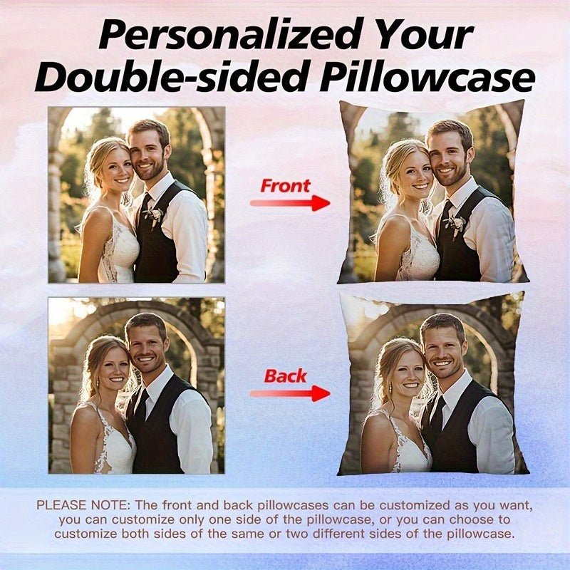 1pc Personalized Double-Sided Custom Photo Pillow Case - Zippered Closure, Machine Washable Polyester Pillowcase for Couples, Families, Pet Lovers - Custom Front & Back Prints - Ideal Gift for Home, Sofa, Bed, Car Decor - Birthday, Anniversary, Christmas