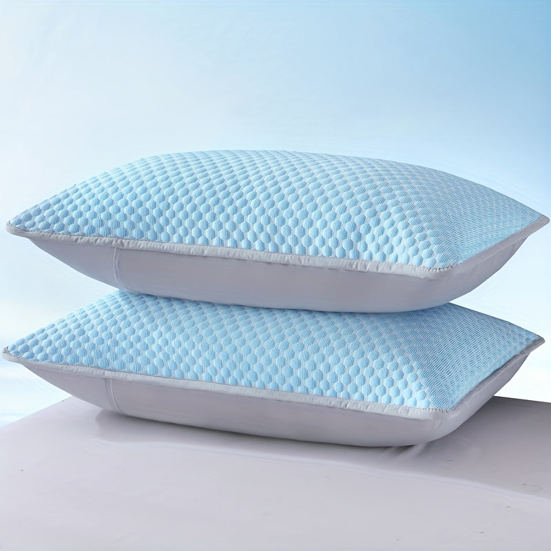 2pcs Cool-Touch Bean Pillowcases - Soft Breathable 100% Polyester, Light Blue & Beige Elegant Pattern, Zipper Closure, Machine Washable for Summer Comfort, Bedding Accessories, Decorative Pillow Covers, Smooth Texture Fabric