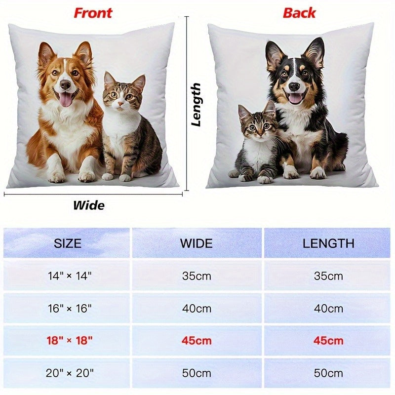 1pc Personalized Double-Sided Custom Photo Pillow Case - Zippered Closure, Machine Washable Polyester Pillowcase for Couples, Families, Pet Lovers - Custom Front & Back Prints - Ideal Gift for Home, Sofa, Bed, Car Decor - Birthday, Anniversary, Christmas