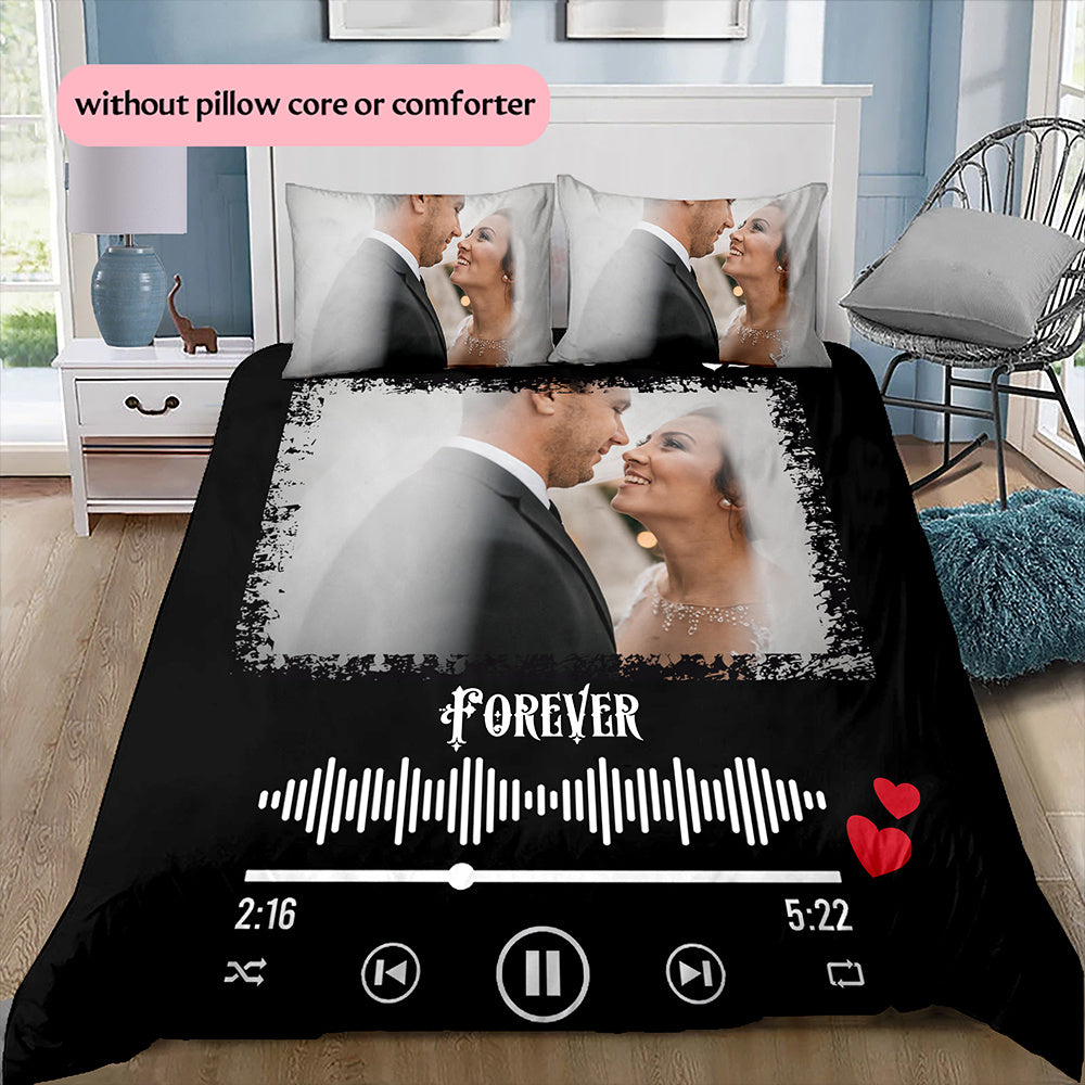 3D Picture Customization Customize Your Personalized Quilt Cover Couple Valentine'S Day Wedding Anniversary Hd Picture Custom Quilt Cover Bedroom Christmas Decoration Decoration Bedding Christmas Gift (1 * duvet cover+2 * pillowcase, without core) --qiao1